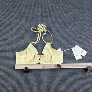 Miss Mandalay Top Womens 32E Yellow White Gingham Jolie Halter Lined NWT